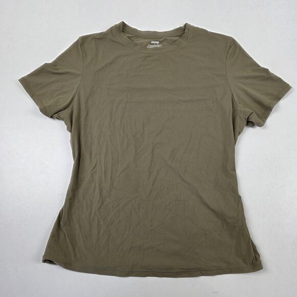 Skims Shirt Womens Large Olive Green Crewneck Short Sleeve Stretch Tee Fitted - Picture 1 of 8
